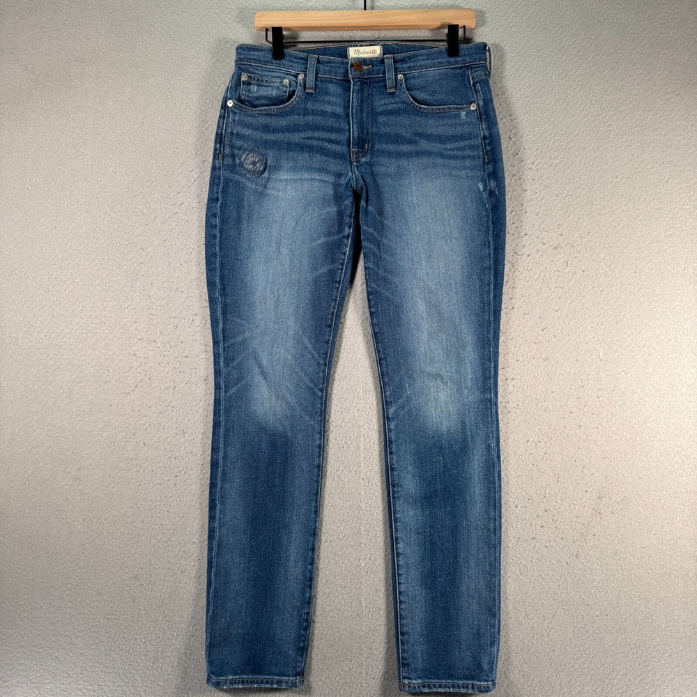 Madewell Slim Boy Jean‎ Womens 27 Blue Lightwash Denim Comfort Stretch Whiskers